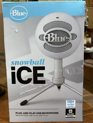 Blue Snowball iCE Plug-and-Play Wired USB Desktop Mic Tripod White/Silver