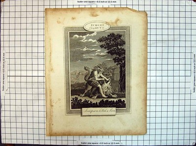 Original alter antiker Druck Richter Sampson tötet Löwe Religion 19.