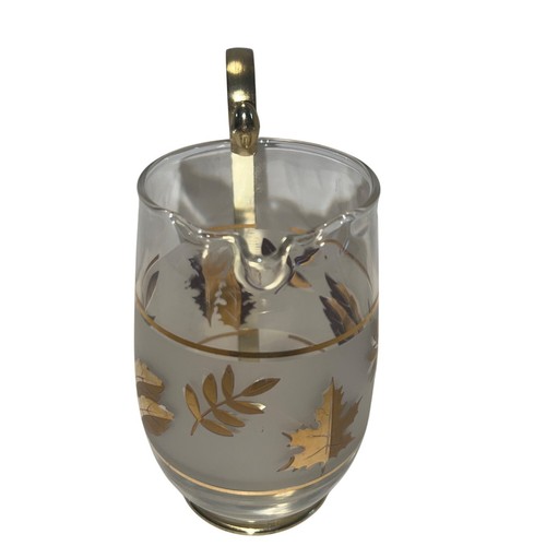 Vintage Libbey Glass Company Golden Foliage Glass Pitcher w/ Detachable Handle - Picture 4 of 7