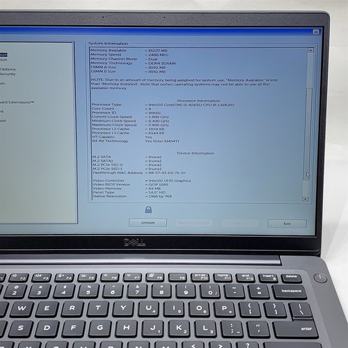 Dell Latitude 7400 Laptop i5 8265U 1.60GHZ 14" HD 16GB RAM NO HDD BIOS LOCKED - Picture 3 of 9