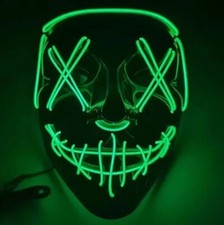 LED Neon Mask halloween light glow party dark rave adults scary Costume Rave