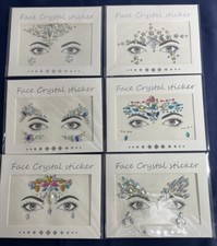 6 Sets Women Face Gems Glitter Rhinestone Rave Festival Face Jewels. New-sealed