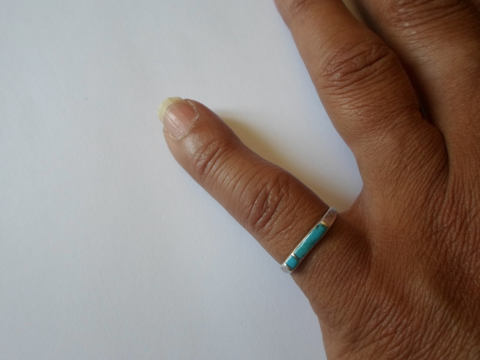 solid silver ring, turquoise color, size 51 - image 4
