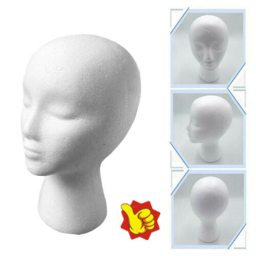 White Female Head Model Wig Hair Hat Glass Display Styrofoam Foam Mannequin New - Picture 1 of 10