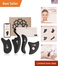 4-Piece Gua Sha Facial Massage Set - Large Bian Stone for Rejuvenating Skincare