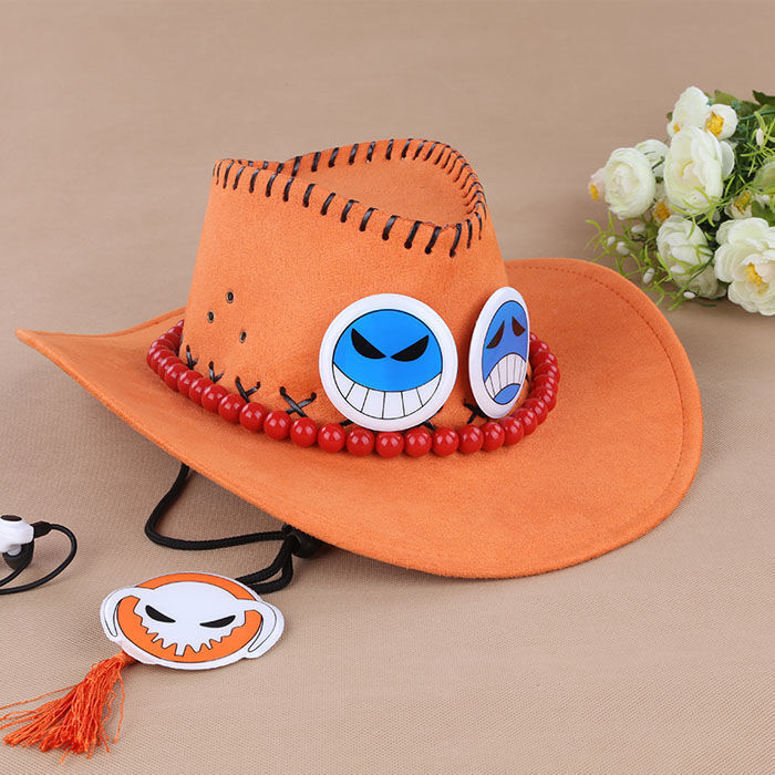 Anime One Piece Fire Fist Portgas D. Ace Hat Visor Western Cowboy