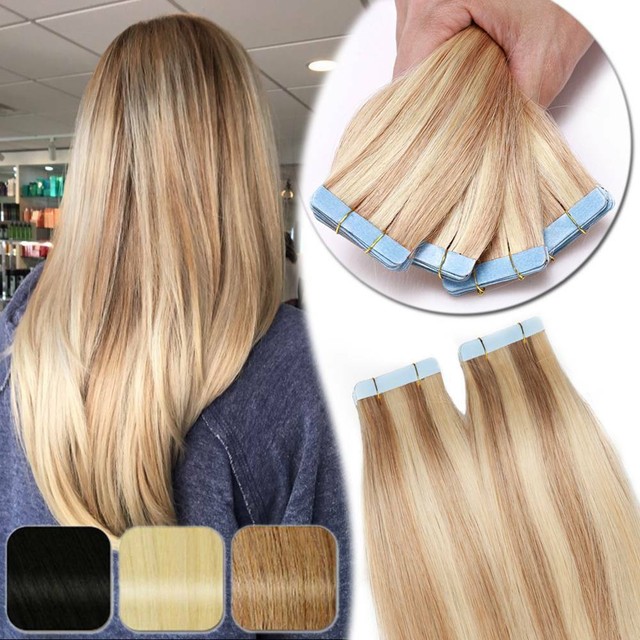 Invisible Tape in 100 Remy Human Hair Extensions Skin Weft Straight