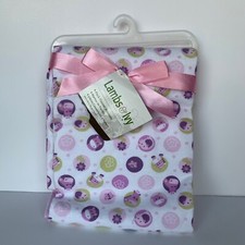 Package of 3 Lambs Ivy Flannel Receiving Baby Blankets - Purple Giraffe Print
