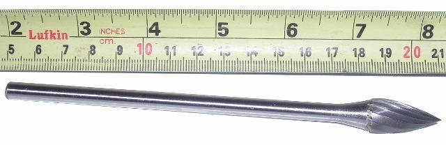 Canadian Tool & Supply Carbide Bur – 1/4" X 5/8" Tree Shape W/Pointed End, Aluminum Cut (NF), 1/4" Shaft, For Non-Ferrous Metals
