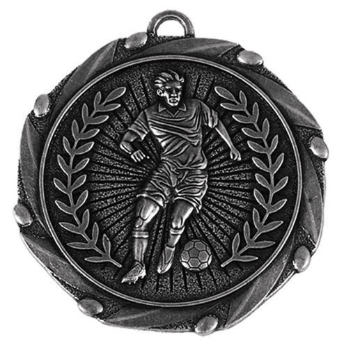 Médailles de football en argent avec ruban - gravé GRATUITEMENT votre message - gratuit P + P - Photo 1/2