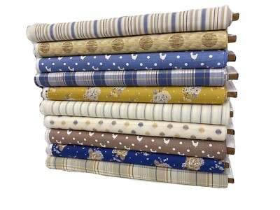 Bauernhof Stoff Baumwolle Quilten Patchwork rustikal Landschaft Huhn senfblau