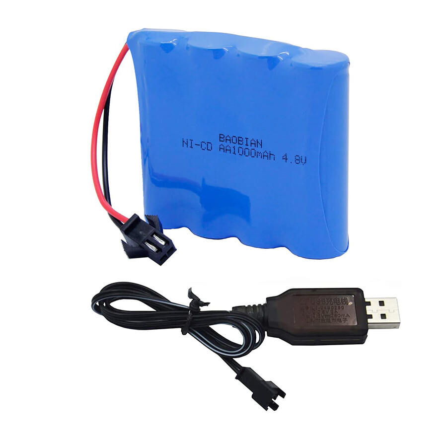 1pcs 4.8v 1000mah Nicd AA Battery for Blomiky RC Rock Crawler Vehicle and 1x USB