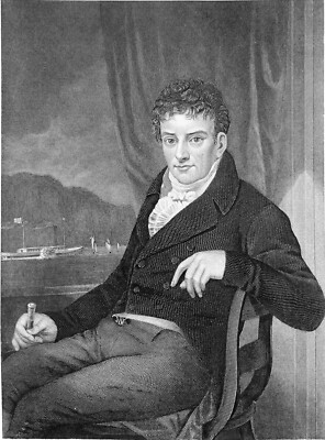 Portrait of ROBERT FULTON, engineer and submariner - Engraving from 19th century