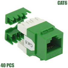 40x CAT6 RJ45 Network LAN Ethernet Keystone Jack 110 Type 180 Degree 8P8C Green