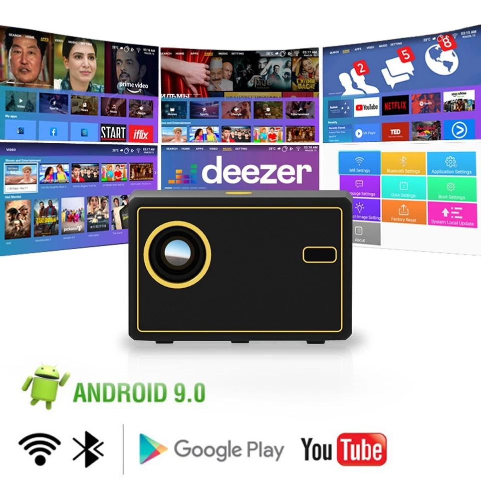 Vivicine Y7 Portable 720p Android 9.0 WIFI HD Home Theater Video Game Projector - Image 2 of 4