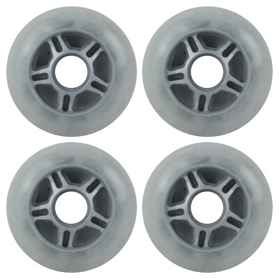 Inline Skate Wheels Multi Use 80mm 80A Clear Silver Indoor/Outdoor (4 Wheels)
