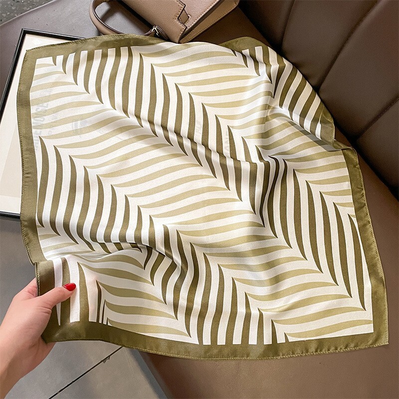 Vintage Silk Scarf for Women Striped Bandana Head Neck Hair Wrap