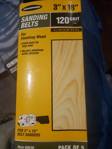 Warrior 3 in. x 18 in. 120 Grit Sanding Belt, 5 Pack 69930