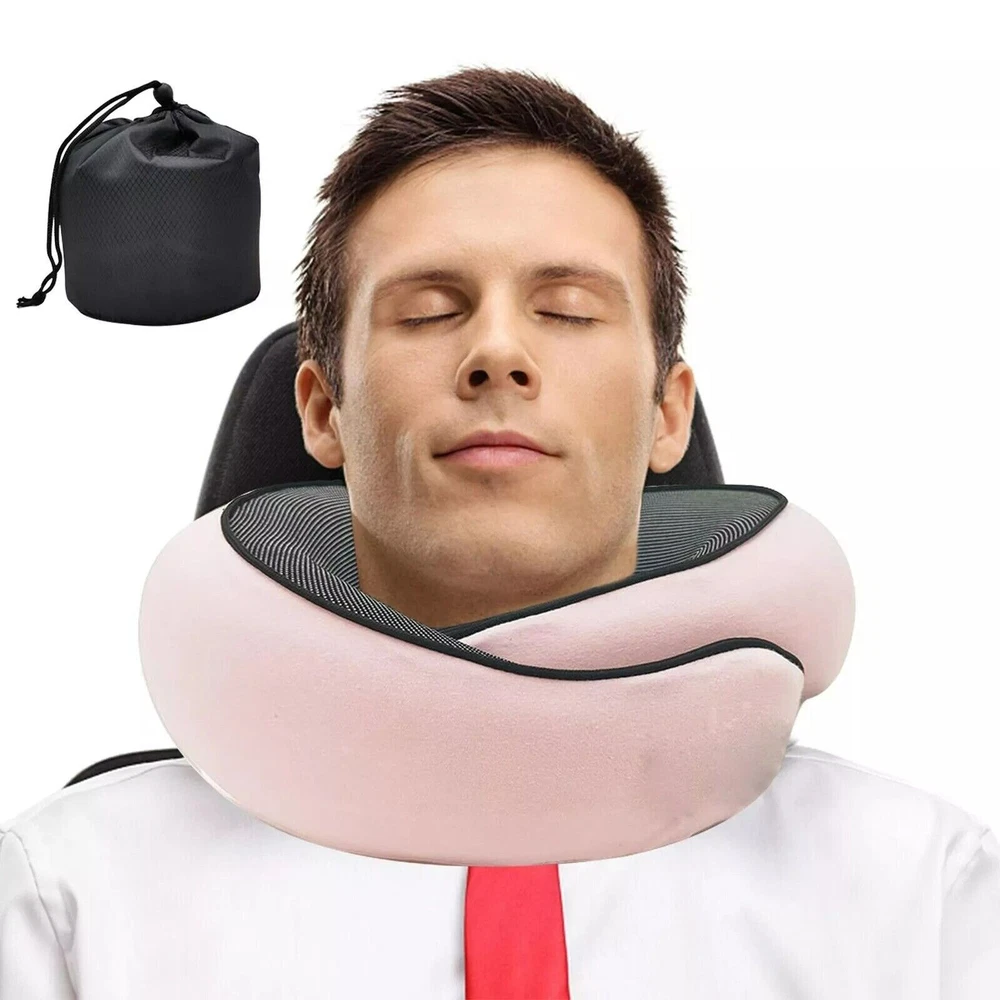 Memory Foam Travel Neck Pillow with 40oz Rose Car Tumbler Essentials  