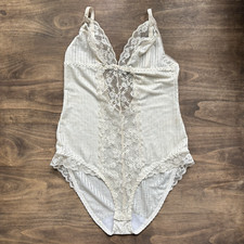 Vintage Sasson Ivory Teddy Sz 34 Lingerie Bodysuit Sheer Lace Trim Union USA
