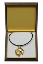 Schnauzer - Dog Collar In Gift Box, Gold-Plated Pendant For Dog Lovers