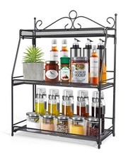 Standing Spice Rack 3 Tier Metal Foldable Kitchen Rack Countertop Organizer