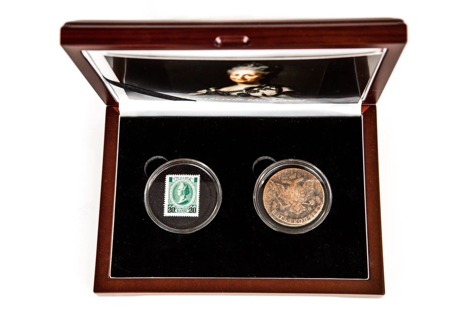 Catherine the Great -  Coin and Stamp Box w COA - Image 2 of 2