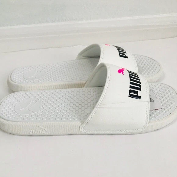 NWT PUMA COOL CAT SLIDES SLIDE SANDALS WHITE KNOCKOUT PINK WOMENS