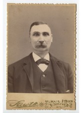CAB CARD PHOTO MAN W/ MUSTACHE  FROM BIDDEFORD, ME, BY SAWTELLE