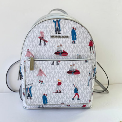 Michael Kors Jet Set Girls Adina Medium Backpack Signature Bright White MK Multi