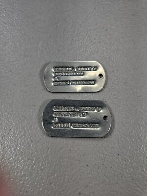 Vintage Pair US ARMY DOG TAGS Vietnam OR LATER Renaud Roman