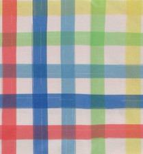 Gingham Check Vinyl Flannel Back Tablecloth 60 Round Multicolor Spring Summer