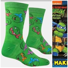 Teenage Mutant Ninja Turtle Sock size 6/12 Nicklelodeon TMNT crew 1 pair crazy