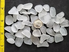 GENUINE BEACH SEA GLASS SURF TUMBLED WHITE CLEAR SNOW GOOD WELL FROSTED SMALL N3