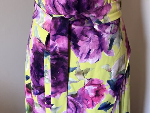 Badgley Mischka dress Size 4 Green/purple color floral patterns asymmetrical - Picture 3 of 14