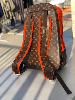 > Monogram Brown and Orange Backpack Medium Stark Packable Backpack in Monogram Nylon Cognac  main image 4