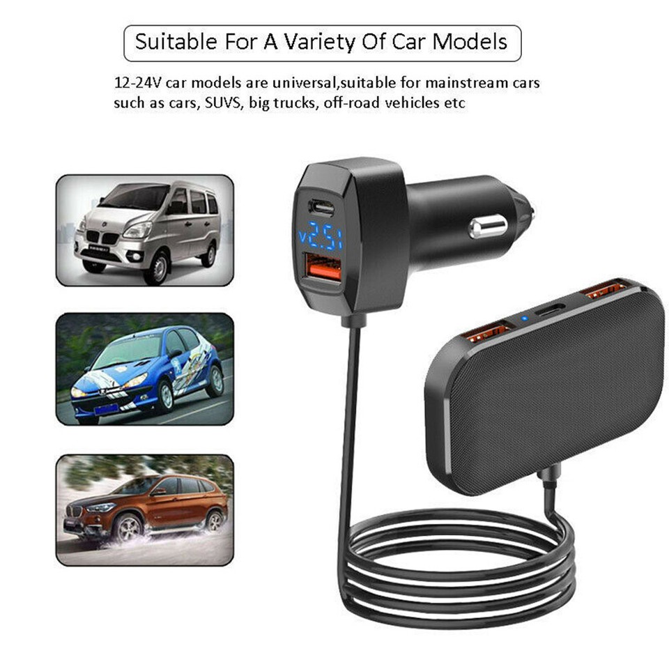 5Port 5V/6.2A 31W USB Car Charger Cigarette Lighter Socket Charging