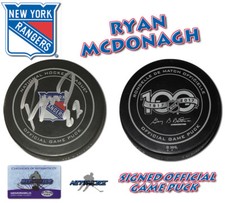 Ryan McDonagh Signed Game Puck New York Rangers 100th Anniversary Puck w/COA