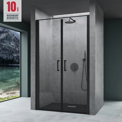 MAI & MAI Nischentür Dusche schwarz Duschtür Duschabtrennung H:195cm 8mm ESG mit NANO T66