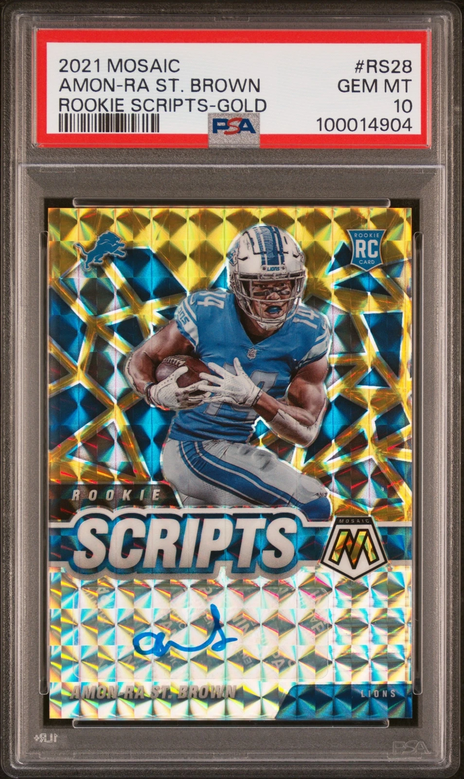 Amon-Ra St. Brown Panini Mosaic Rookie Scripts #RS28 Gold