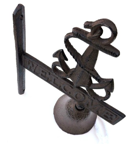 Anchor Nautical Navy Welcome Door Bell Wall Mount Cast Iron Rustic New Vintage - Picture 4 of 4