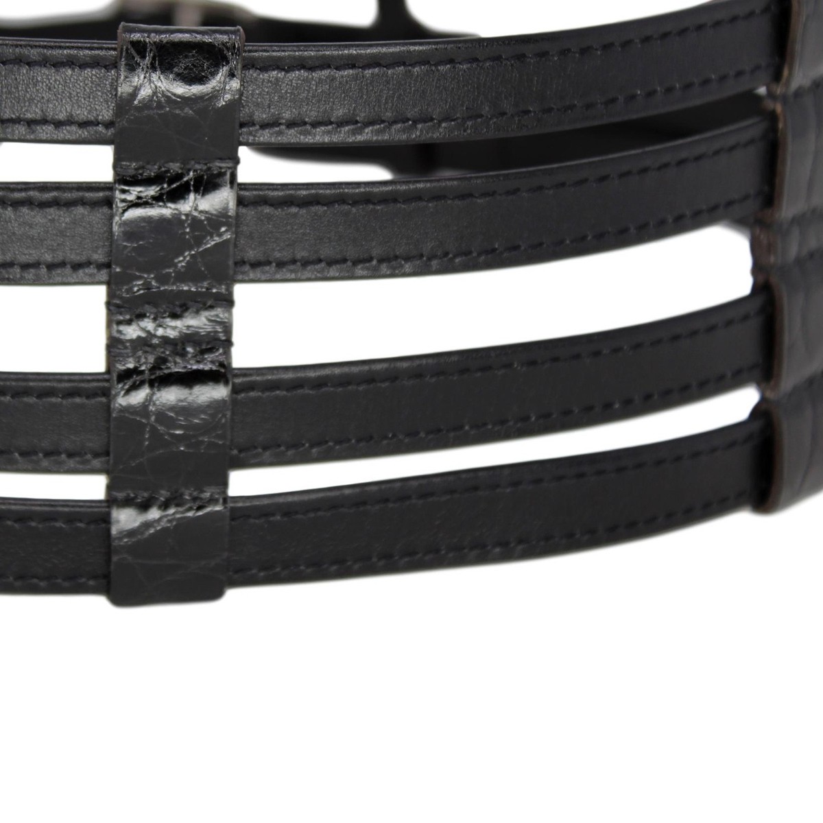 Leather & Crocodile Double Buckle Etrivière Belt New Collection of Crocodile Belt | Casual Wear Belt - VEARI main image 4