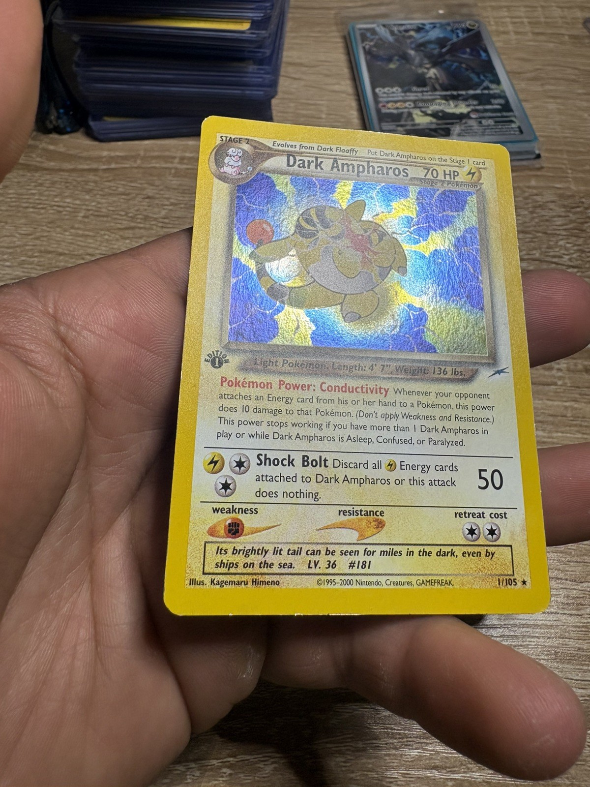 Neo Destiny 1st Edition Dark Ampharos 1/105 Holo rare very light play/NM-