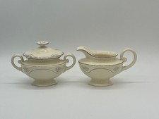 1950's Vintage Howard Laughlin Elegant Cream and Sugar Set, Cream with Silver Tr