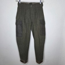 Vintage 1952 Swedish Military Wool Cargo Pants Mens 27 27 Green Field Cosplay
