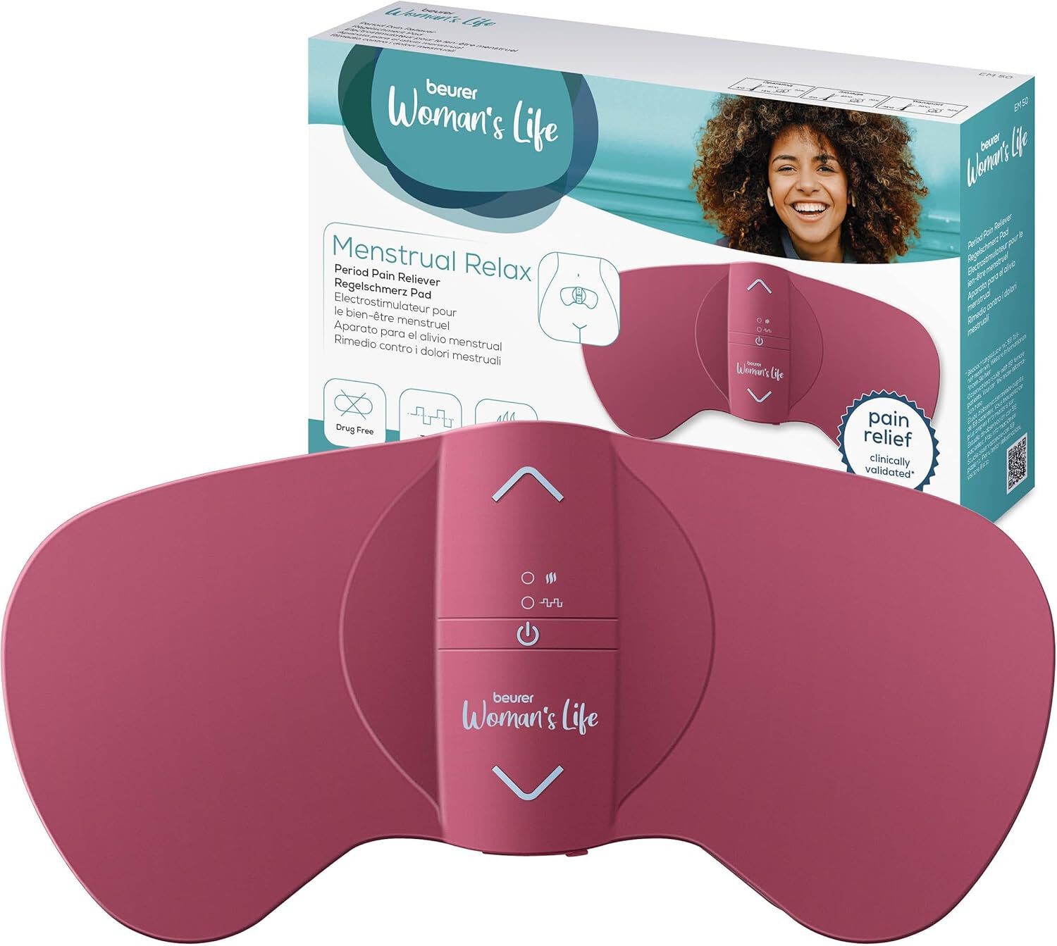 Beurer EM50 Menstrual Relax Device, Rechargeable - Pink