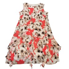 CJ Banks Floral Handkerchief Hem Dress Women's Size 20W Orange Lined Sleeveless