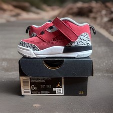 Jordan Toddlers Spizike Low (TD) Sneakers Slip On Red Gray Size 6 NEW IN BOX
