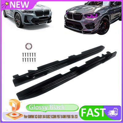 For 2018-2023 2022 BMW X3 G01 X4 G02 X3M F97 X4M F98 Pair Gloss Black Side Skirt