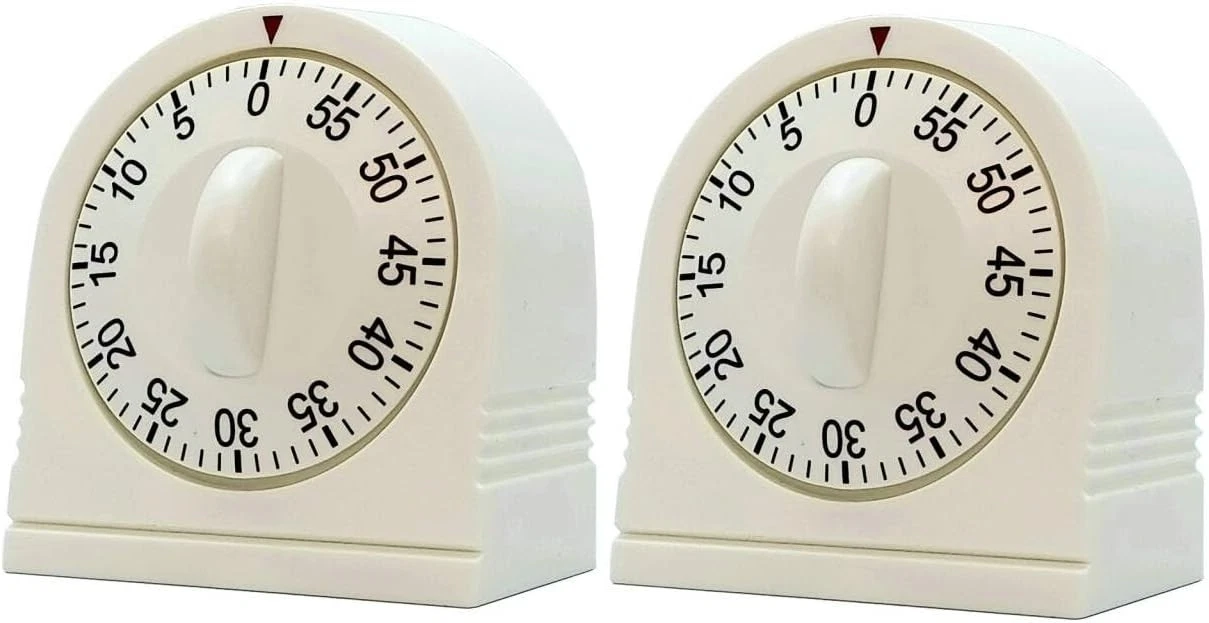 60 Minute Wind Up Timer, Visual Mechanical Timer with Loud Alarm, 2 Pack